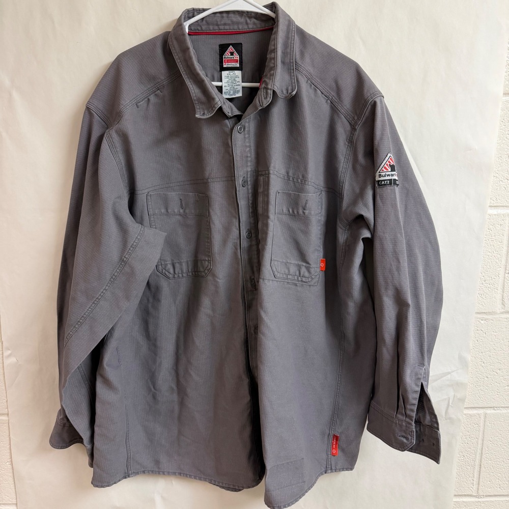 Bulwark FR IQ Series Flame Resistant Work Shirt Long Sleeve Gray Mens‎ XXL Cat 2